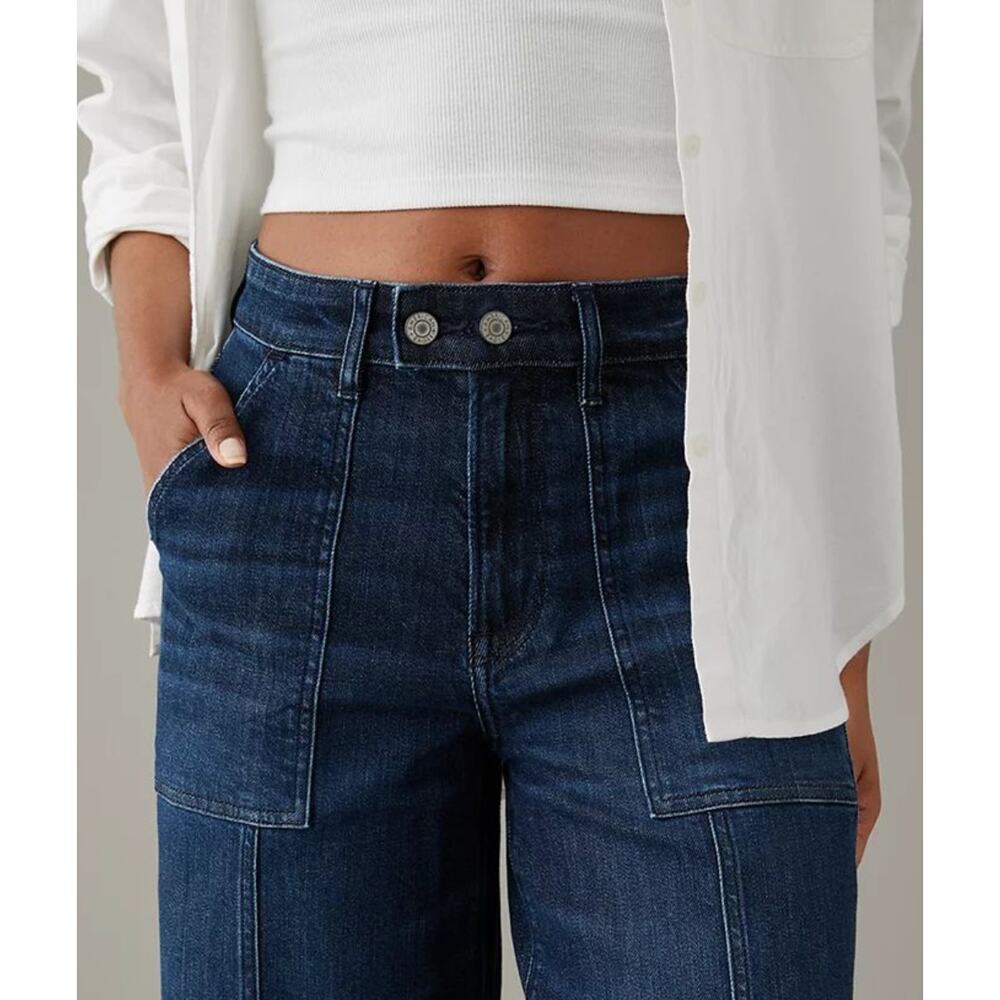 Dark Blue High-Waist Wide Leg Jeans Size 0